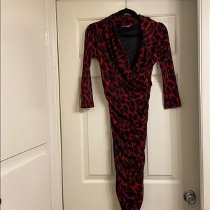 Black and Red Betsey Johnson Leopard Print Dress